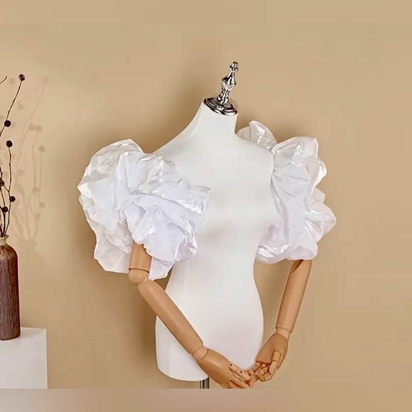 BNIP One Pair Add on Shiny Organza Puff Sleeves -Hook and loop to secure - Picture 8 of 8